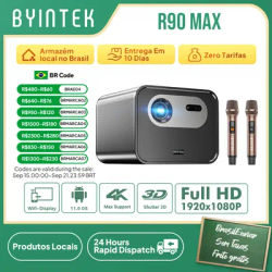 BYINTEK R90 Max Full HD 1080P Projector 4K DLP 2200 ANSI Lumens Android TV 11.0 3D 4K Supported Smart Home Theater Projector