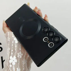 Camera Protection Magnetic Phone Case For Samsung Galaxy S25 S24 S23 S21 FE S22 Ultra Plus For Magsafe Soft TPU Back Cover