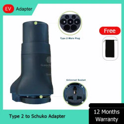 16A Single Phase EV Charger Station Converter Type 2 Male Plug to Schuko Universal Socket IEC62196 Type 2 EV Charging Adapter