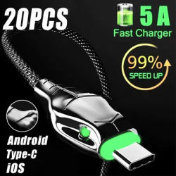Data Charging Cable Zinc Alloy Snake Head with Light Data Cable USB Type-C Fast Charging Data Cable