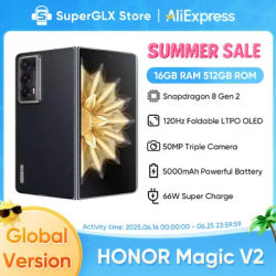 Global Version Honor Magic V2 5G Foldable LTPO OLED 120Hz Display 7.92" 50MP Rear Cameras Snapdragon 8 Gen 2 5000mAh 66W NFC