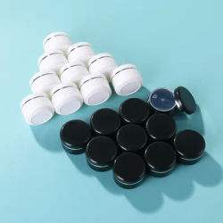 10pcs 20ml Round Black / White Empty Container Jars with Screw Lids Bulk for Lip Balms, Makeup Samples