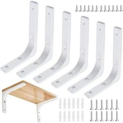 6pcs Equerre Etagere Murale Blanche Equerre Fixation Etagere Support Étagère Murale Métal Equerre