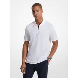 Michael Kors Striped Tech Performance Zip-Up Polo Shirt White L