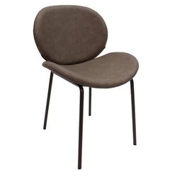 LeisureMod Servos Modern Dining Side Chair with Upholstered Faux Leather Seat and Powder Coated Iron Frame for Kitchen and Dining Room – Leisuremod SCBL-22DGR