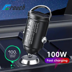 Dual USB Car Charger Fast Charging QC3.0 Car Phone Charger 100W Adapter Pull Ring Cell Phone Charger