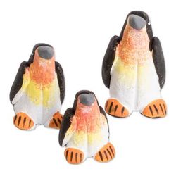 Penguin Reunion,'Set of 3 Penguin Ceramic Figurines from Guatemala'