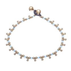 Bohemian Shower in Blue,'Blue Quartz Beaded Charm Anklet from Thailand'
