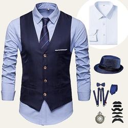 Anni Ruggenti Anni 1920 Retrò Vintage Abiti Camicia Gilet Normale Gentiluomo Gangster Tinta unica Costume Per uomo Halloween Carnevale Capodanno Balli di fine anno Festa / Sera Addio al Nubilato