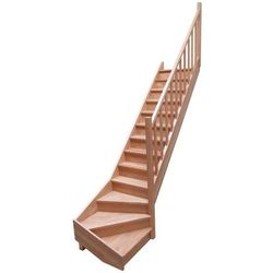 Escalier Hêtre Quart Tournant Bas - Robustesse & Style Woodup- Bas à Droite Avec Contremarches 280