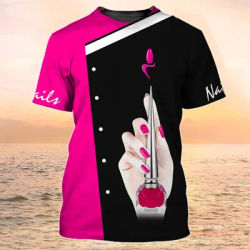 New beauty nails technician t-shirt da donna abbigliamento estetico per manicure uniformi da uomo