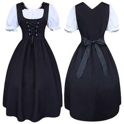 Medievale Rinascimento Abito da Ballo Lunghezza media Costume da festa Mascherata Costume Taglie Forti Manica a Lanterna Cenerentola Costumi a tema film / TV Tinta unica Linea ad A Collo quadrato Con