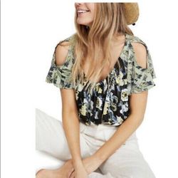 Free People Tops | Free People Baja Babe Top Sz M | Color: Black/Green | Size: M