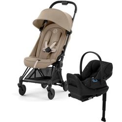 Cybex COYA Compact Stroller + Cloud G Lux SensorSafe Travel System Bundle - Matte Black / Cozy Beige