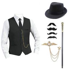 Ispirato al vintage Abiti Costume da festa Berretto Cosplay Fibbia Tinta unita Halloween Colletto italiano visibile Costume Per uomo Halloween Carnevale Festa Sera Casual Quotidiano Festa / Cocktail