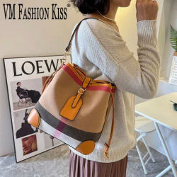 VM FASHION KISS 2024 borse a secchiello da donna in pelle PU + borse di lusso con cuciture su tela