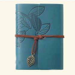 TEMU Retro Leaf Leather Loose-leaf Notebook Strap Portable Travel Record Hand Ledger Learning Stationery