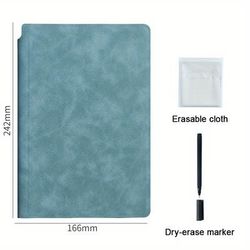 TEMU A5 Reusable Whiteboard Notebook With Leather Cover - Portable Weekly Planner, Math & Illustrations Erase , Includes Pen & Cloth, Ideal For Office & School, Notebooks For School