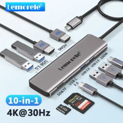 Lemorele-Station d'accueil USB Type-C pour touristes HUB USB C USB 3.0 HDMI pour Macbook Air Pro