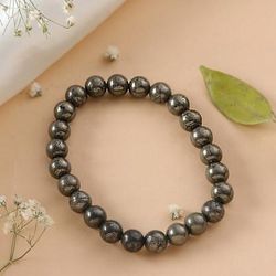 Souls of Confidence,'Inspirational Natural Pyrite Beaded Stretch Bracelet'