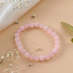 Souls of Compassion,'Inspirational Natural Rose Quartz Beaded Stretch Bracelet'