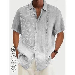 Per uomo Sfumatura Foglie Piante Tropicali Camicia Camicia hawaiana estiva Camicia Aloha Maniche Corte Camicia Collo ripiegato Tropicale Moda Streetwear Quotidiano Camicia hawaiana Ferie Rosa Blu