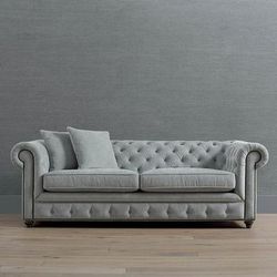 Logan Chesterfield Sofa - Sea Glass Sunbrella Mentor Performance, Grand 95" - Frontgate