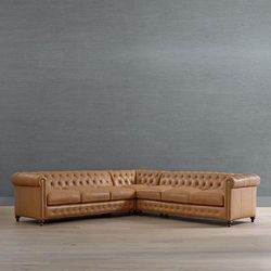 Logan Chesterfield 3-pc. Sofa Sectional - Terracotta Poppy - Frontgate