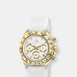 Porsamo Bleu Alexis Sport Women's Gold Tone and White Silicone Strap Watch - White - 37MM