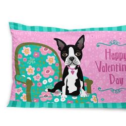 Caroline's Treasures Happy Valentine's Day Boston Terrier Fabric Standard Pillowcase - STANDARD