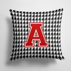 Caroline's Treasures 14 in x 14 in Outdoor Throw PillowLetter A Monogram - Houndstooth Black Fabric Decorative Pillow - 15 X 15 IN