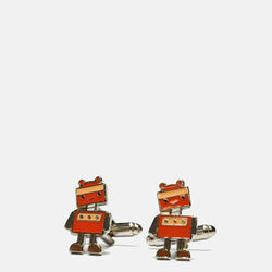 Curated Basics Robot Cufflinks - Orange