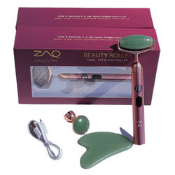 ZAQ Zainab Beauty Sana Jade Vibrating Changeable Face Rollers With Gua Sha - Green