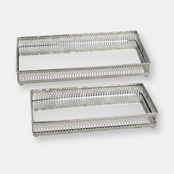 Hill Interiors Hill Interiors Set Of Two Nickel Plated Trays - White - ONE SIZE