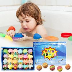 Purelis Kids 24 Natural Bath Bombs and Toys Gift Set for Boys and Girls. Gentle Kid Friendly Ingredients. Great for Birthdays!