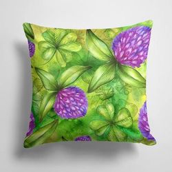 Caroline's Treasures 14 in x 14 in Outdoor Throw PillowShamrocks in Bloom Fabric Decorative Pillow - 15 X 15 IN