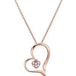 Vir Jewels 1/20 Cttw Diamond Heart Pendant Necklace 14K Rose Gold With 18" Chain - Pink