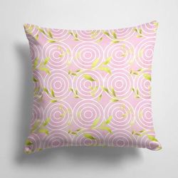 Caroline's Treasures 14 in x 14 in Outdoor Throw PillowGemoetric Circles on Pink Watercolor Fabric Decorative Pillow - 15 X 15 IN