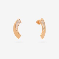 Meulien Ribbon Drop Earrings with Pave CZ - Pink