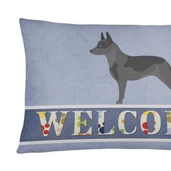 Caroline's Treasures 12 in x 16 in Outdoor Throw Pillow Australian Cattle Dog Welcome Canvas Fabric Decorative Pillow