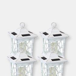 Sunnydaze Decor Lucien Outdoor Solar LED Candle Lantern - White - 4 PACK