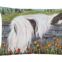 Caroline's Treasures 12 in x 16 in Outdoor Throw Pillow Japanese Chin Canvas Fabric Decorative Pillow