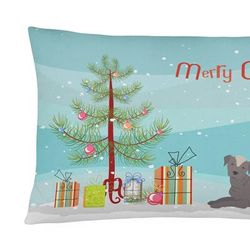 Caroline's Treasures 12 in x 16 in Outdoor Throw Pillow Ecuadorian Hairless Dog Christmas Tree Canvas Fabric Decorative Pillow