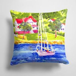 Caroline's Treasures 14 in x 14 in Outdoor Throw PillowSailboat on the lake Fabric Decorative Pillow - 15 X 15 IN