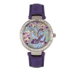 Bertha Watches Bertha Mia Mother-Of-Pearl Leather-Band Watch - Purple