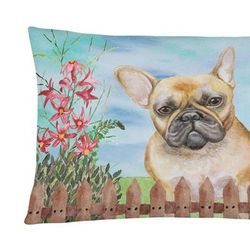 Caroline's Treasures 12 in x 16 in Outdoor Throw Pillow French Bulldog Spring Canvas Fabric Decorative Pillow