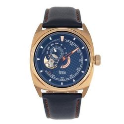 Reign Watches Reign Astro Semi-Skeleton Leather-Band Watch - Gold