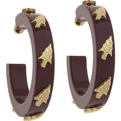 Canvas Style Florida State Seminoles Resin Logo Hoop Earrings - Brown