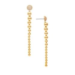 Rivka Friedman Graduated Polished Bead + Pave Dangle Earrings - Gold