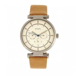 Simplify Simplify The 4800 Leather-Band Watch w/Day/Date - Grey